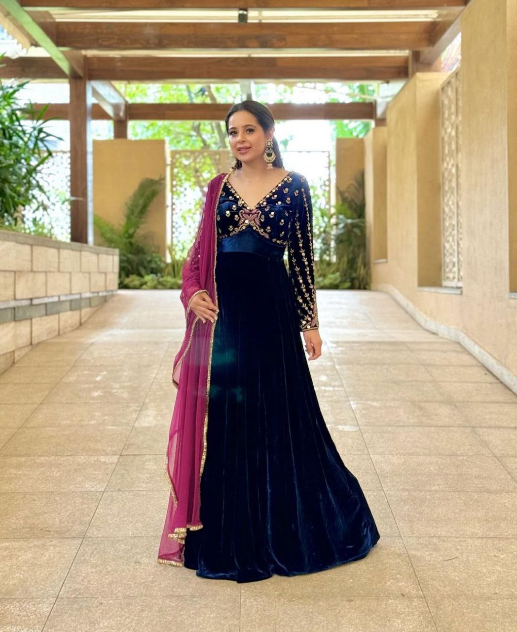 Gracious Blue Gown With Dupatta