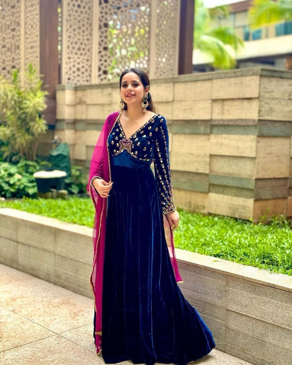 Gracious Blue Gown With Dupatta