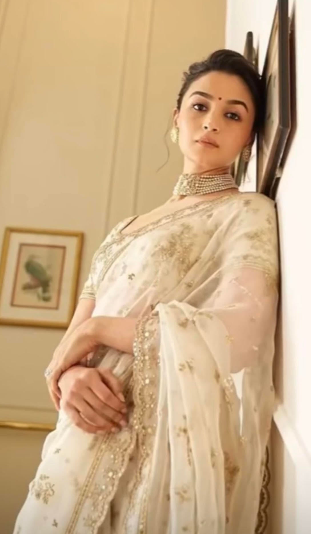 Exquisite Alia Inspired White Saree
