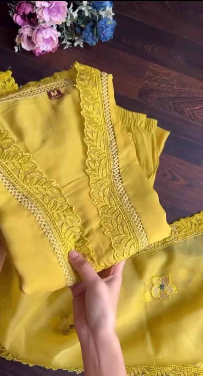 Radiating Yellow Kurti Set