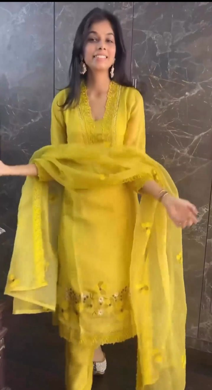 Radiating Yellow Kurti Set