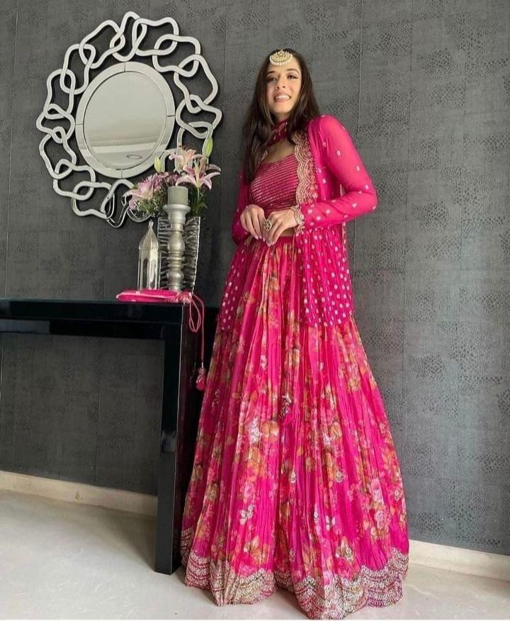 Pink Dilruba Lehenga Choli with Koti