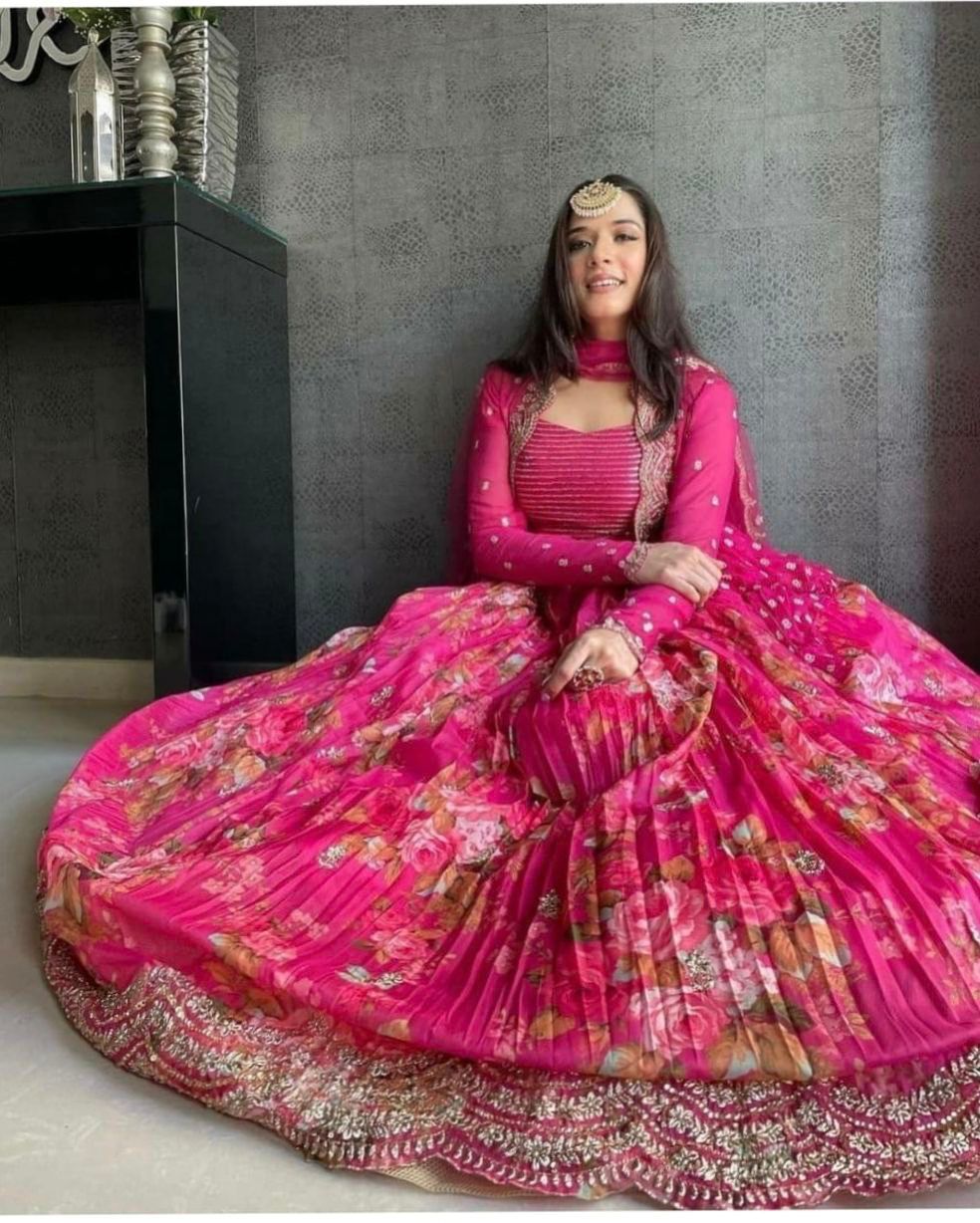 Pink Dilruba Lehenga Choli with Koti