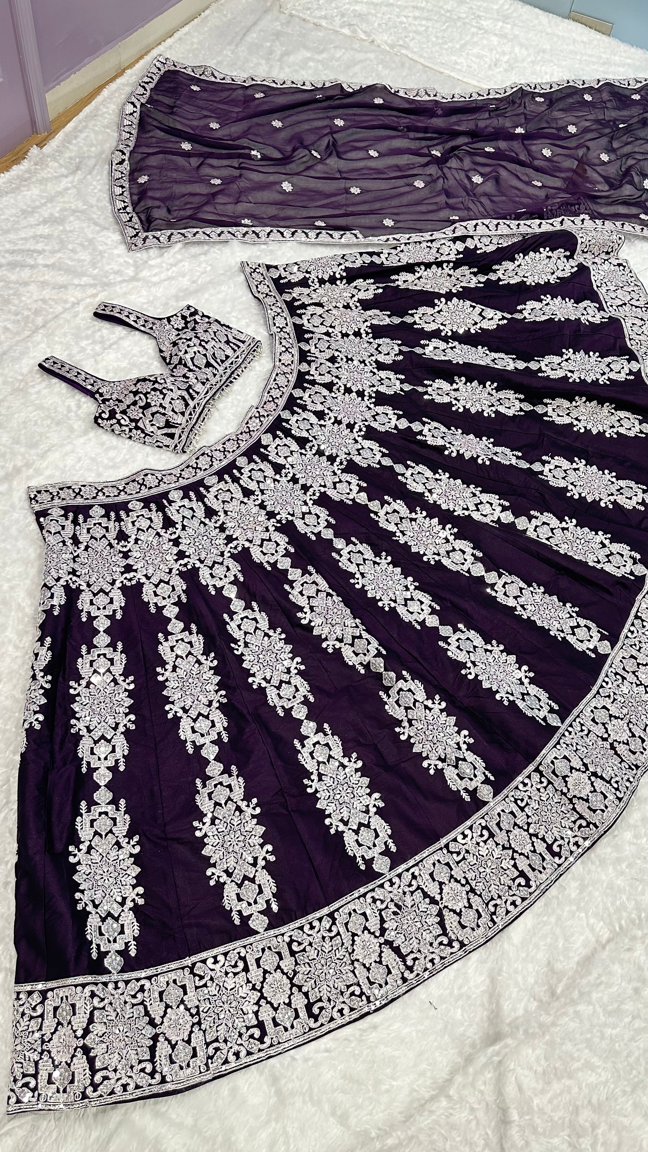 Dark Iris Romance Lehenga Choli