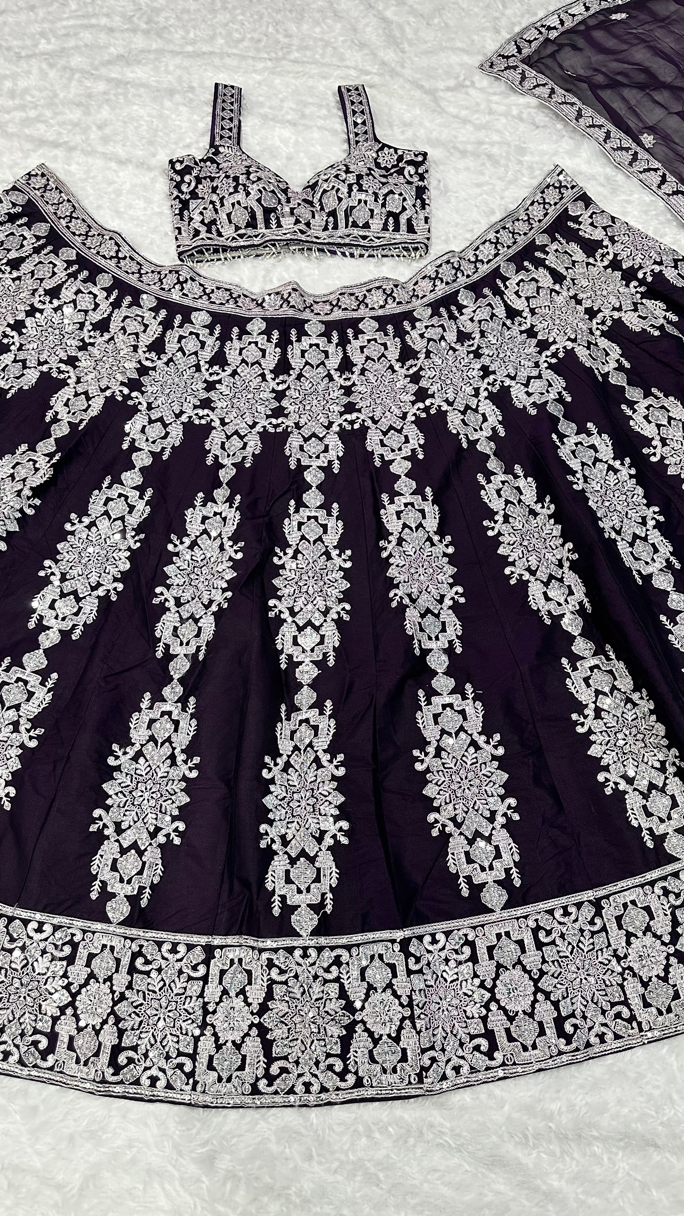 Dark Iris Romance Lehenga Choli