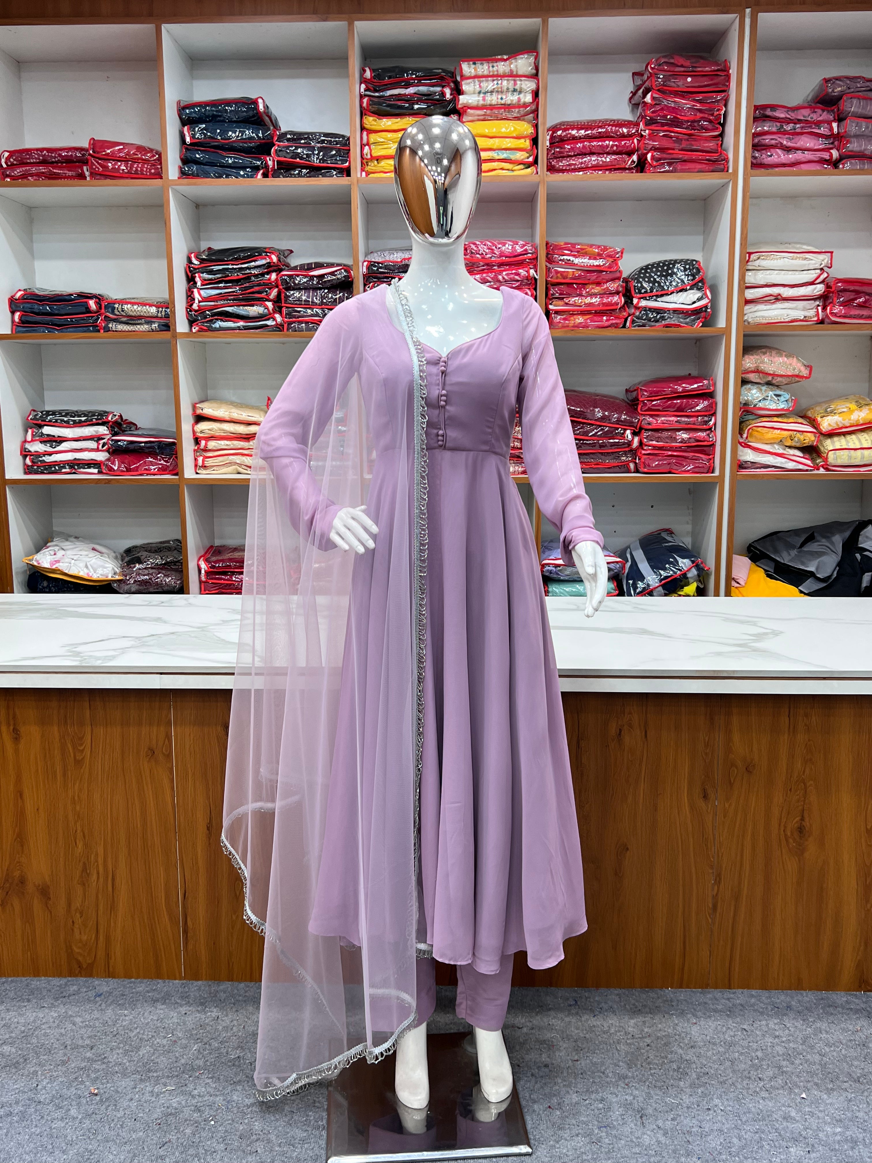 Stylish Lavender Anarkali Set