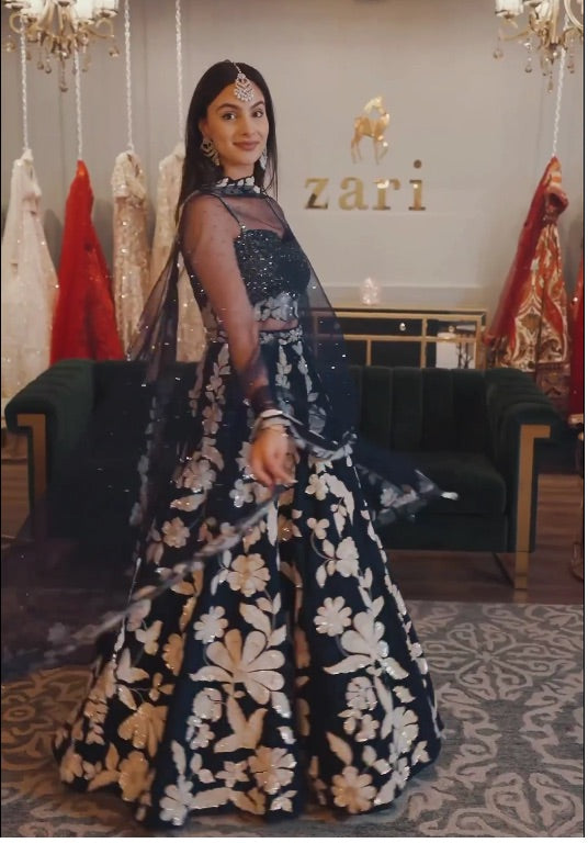 Navy Dreamscape Ensemble Lehenga Choli