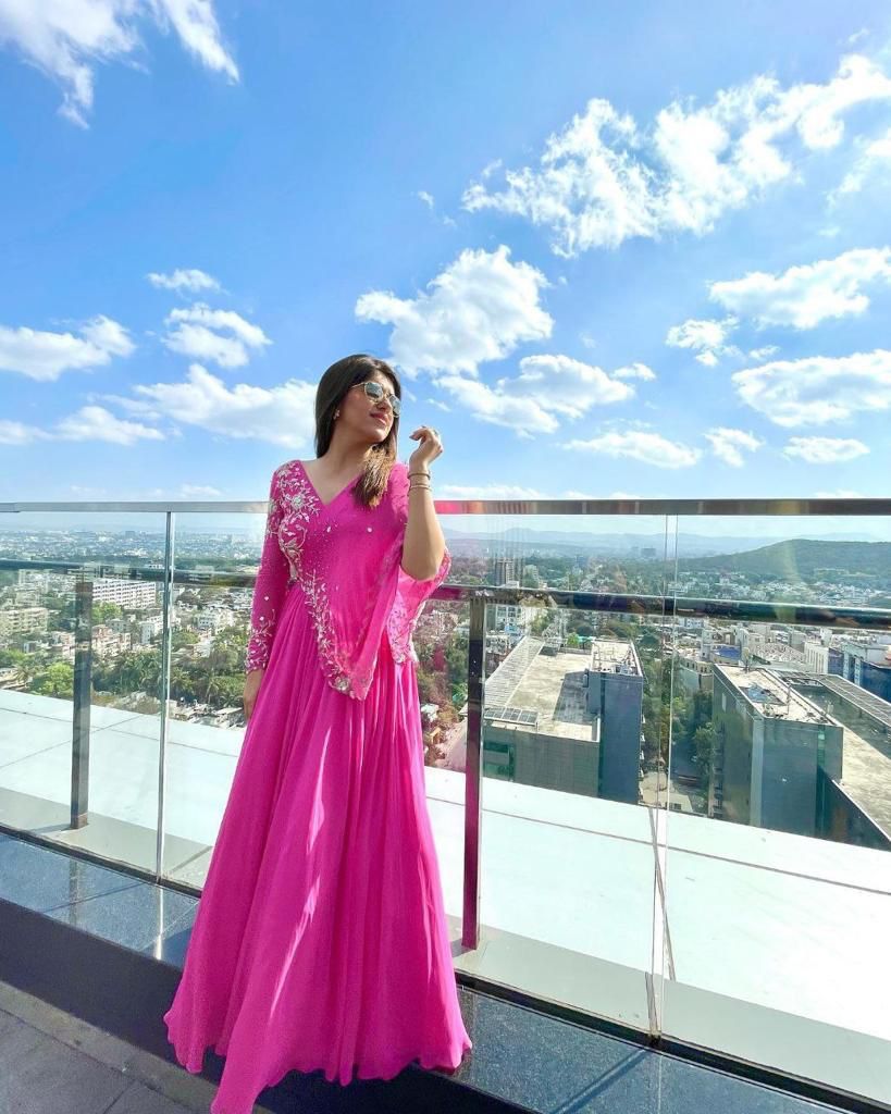 Bold Pink Embroidered Gown