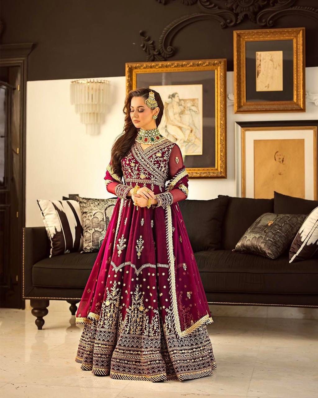 Lavish Lustrous Anarkali  Gown With Dupatta