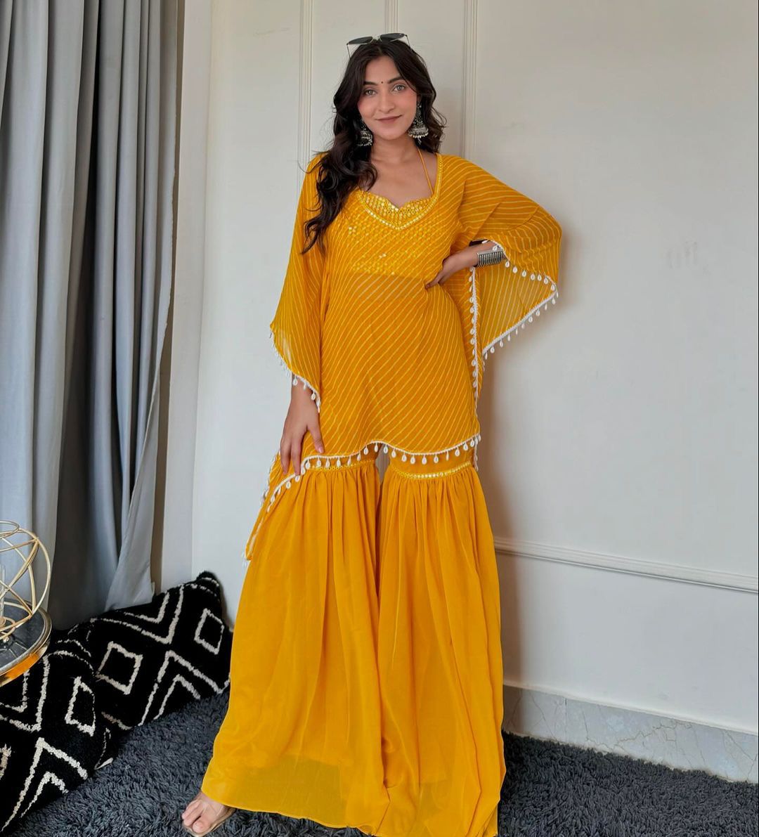 Yellow 3 Piece Kaftan Set