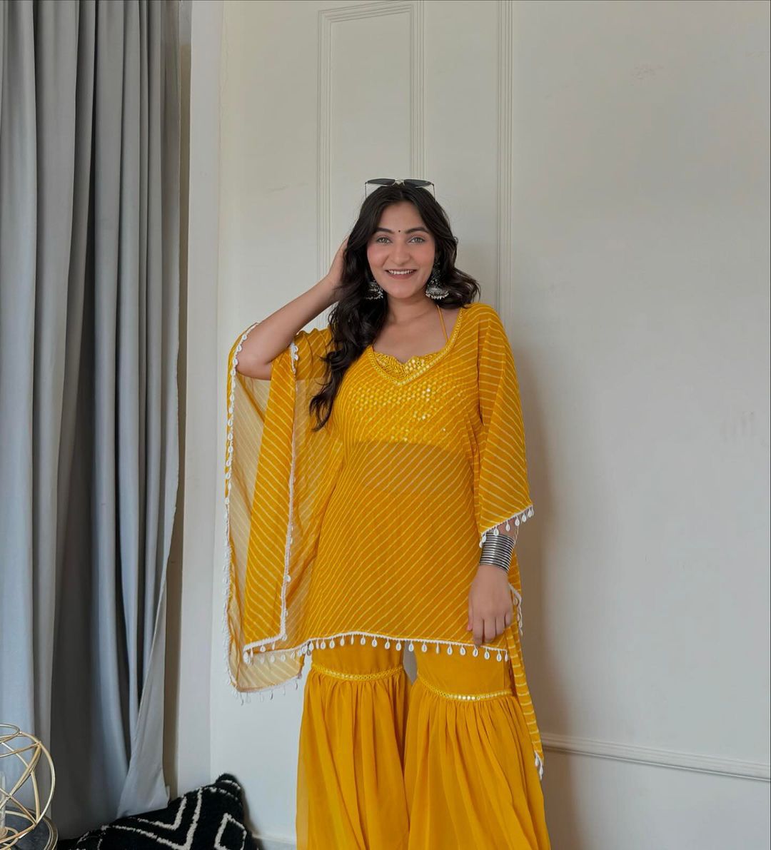 Yellow 3 Piece Kaftan Set