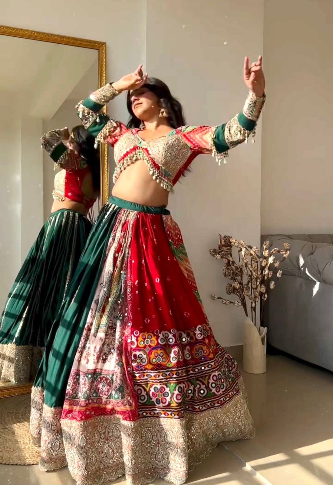 Raffia Designer Navratri Lehenga