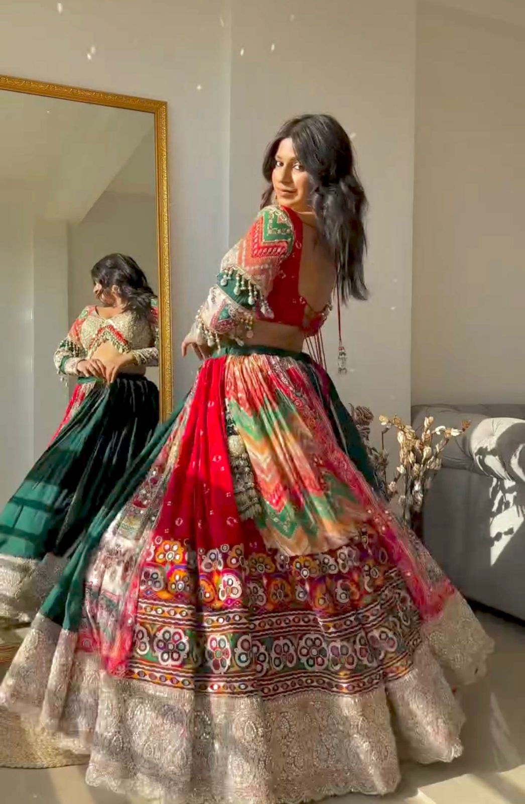 Raffia Designer Navratri Lehenga