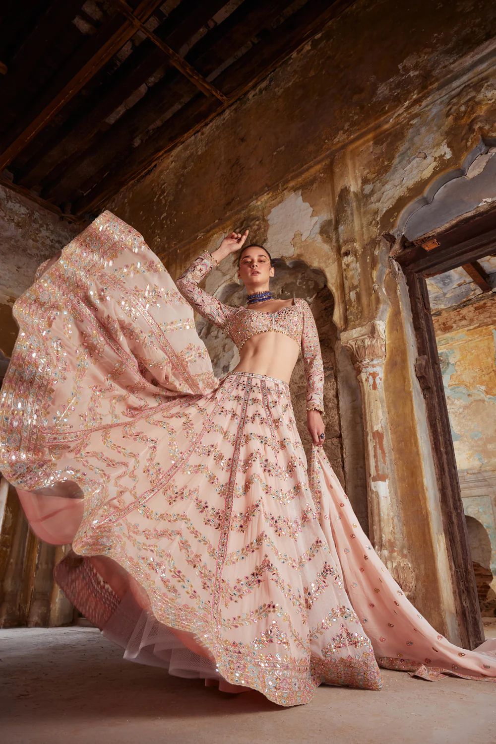 Blush Heavy Mirage Lehenga