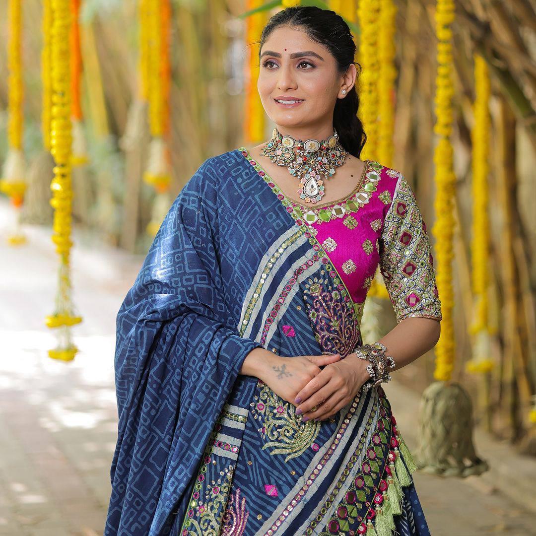 Aabla Blue Navratri Lehenga Choli