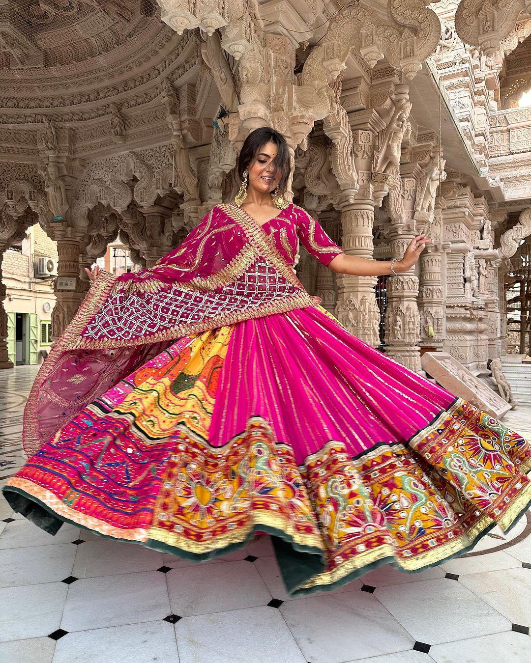 Rani Radiance Pink Navratri Lehenga Choli