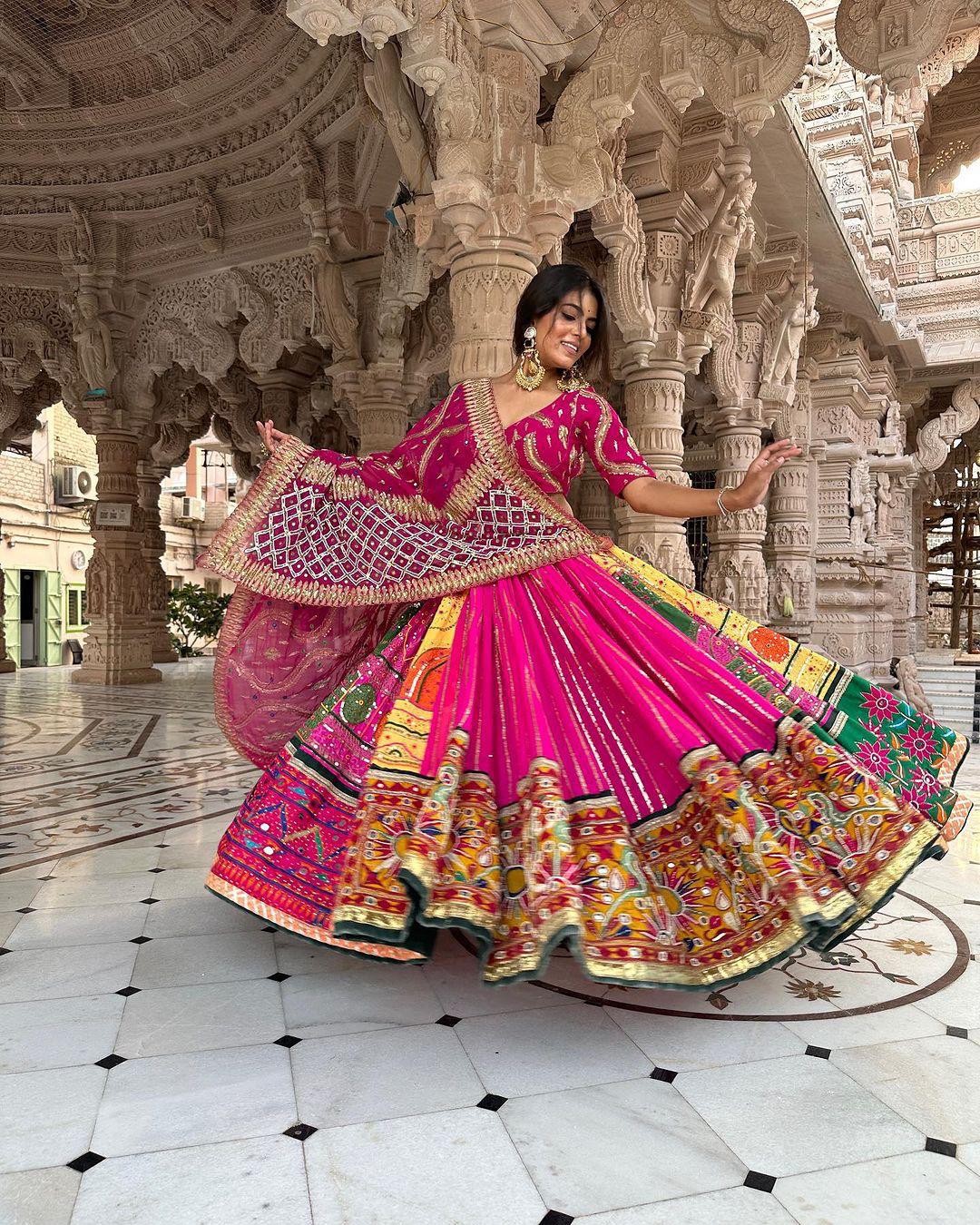 Rani Radiance Pink Navratri Lehenga Choli