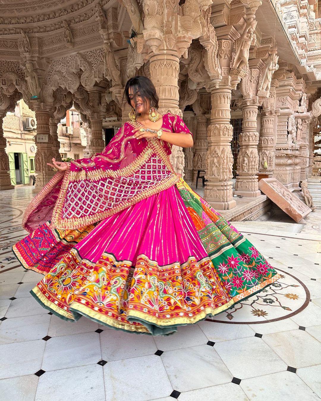 Rani Radiance Pink Navratri Lehenga Choli