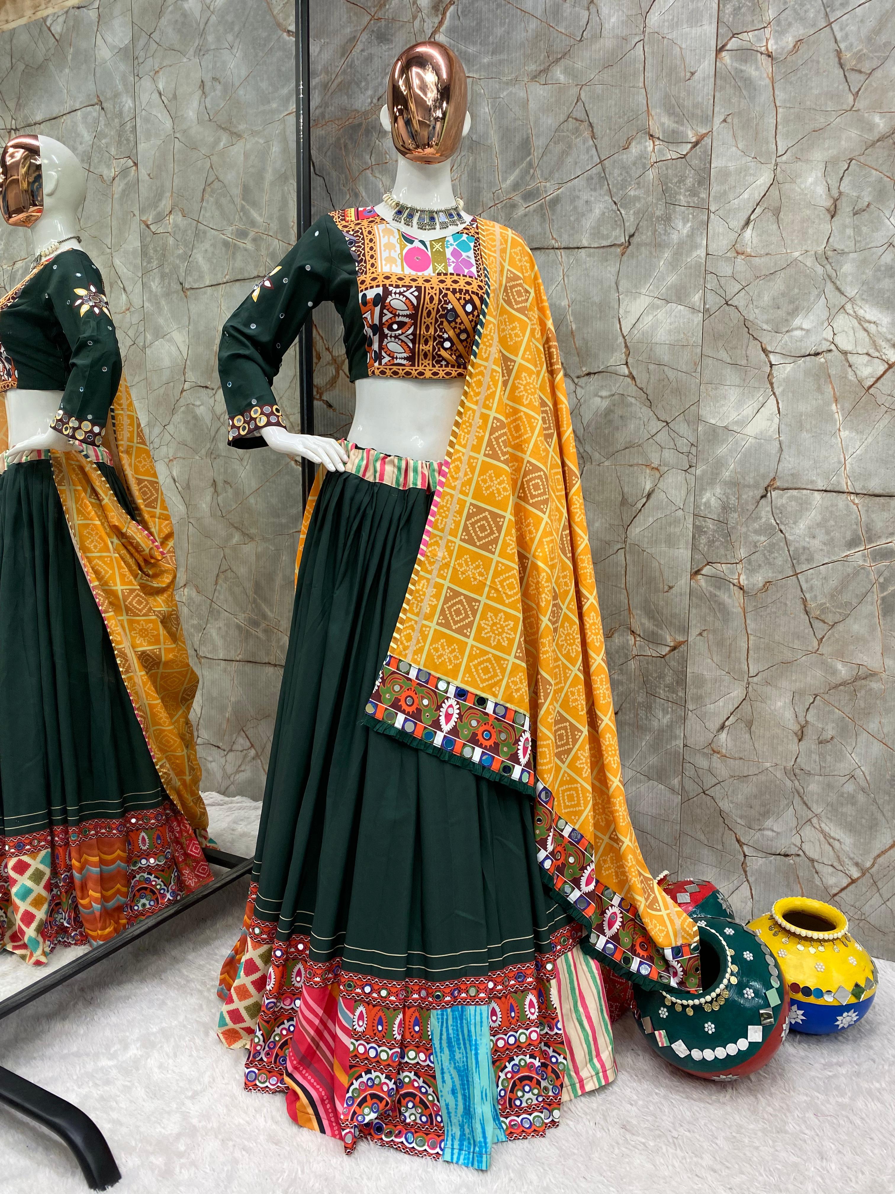 Mayra Green Navratri Lehenga Choli With Store Images