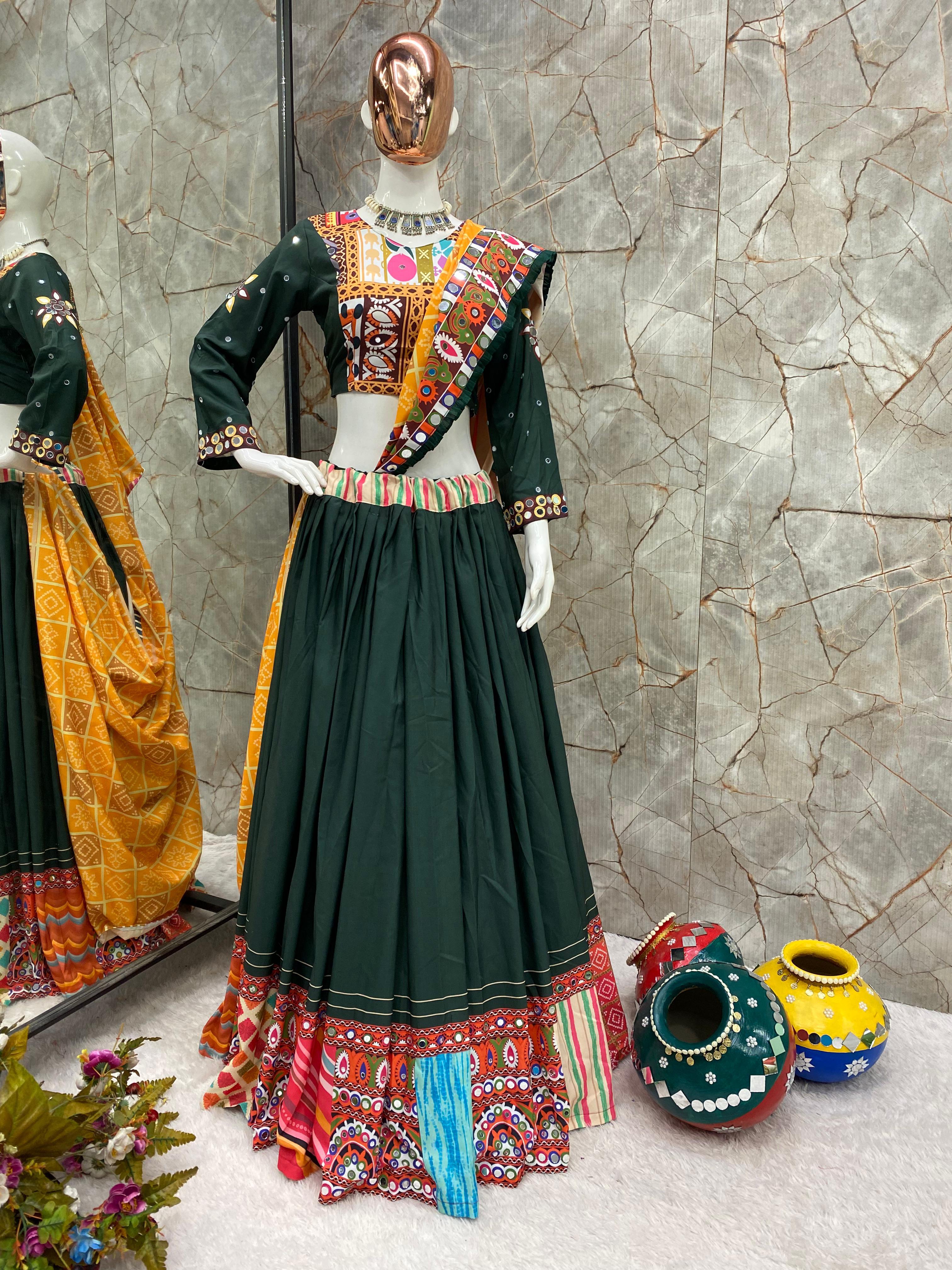 Mayra Green Navratri Lehenga Choli With Store Images