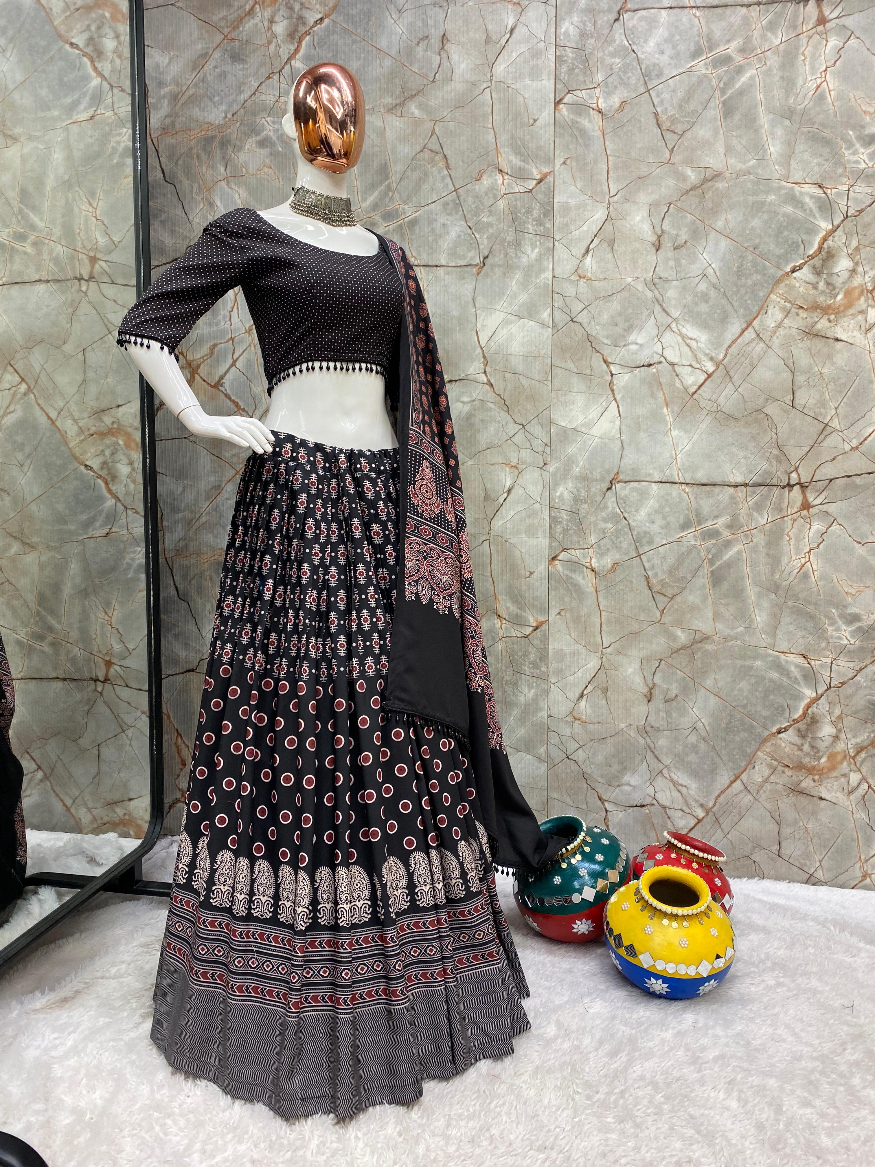 Rocking Black Navratri Lehenga Choli With Store Images