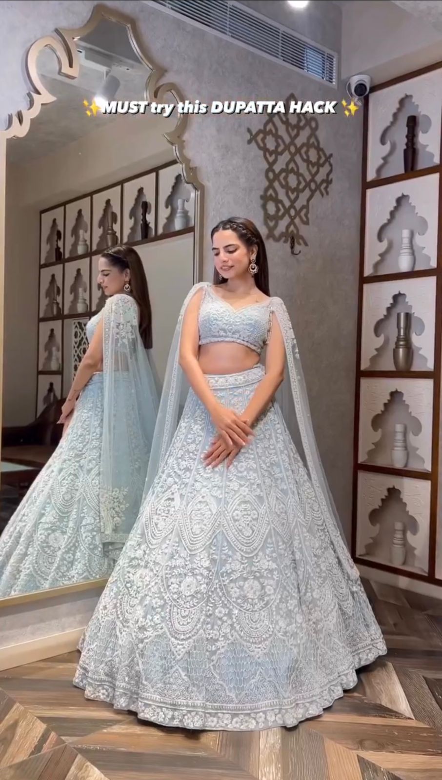 Sky Blue Floral Embroidery Lehenga