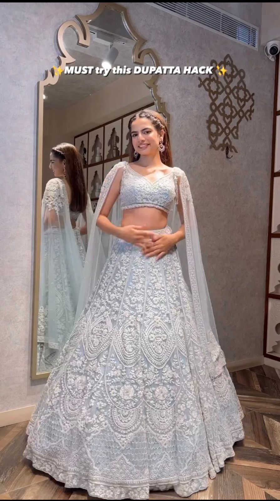 Sky Blue Floral Embroidery Lehenga