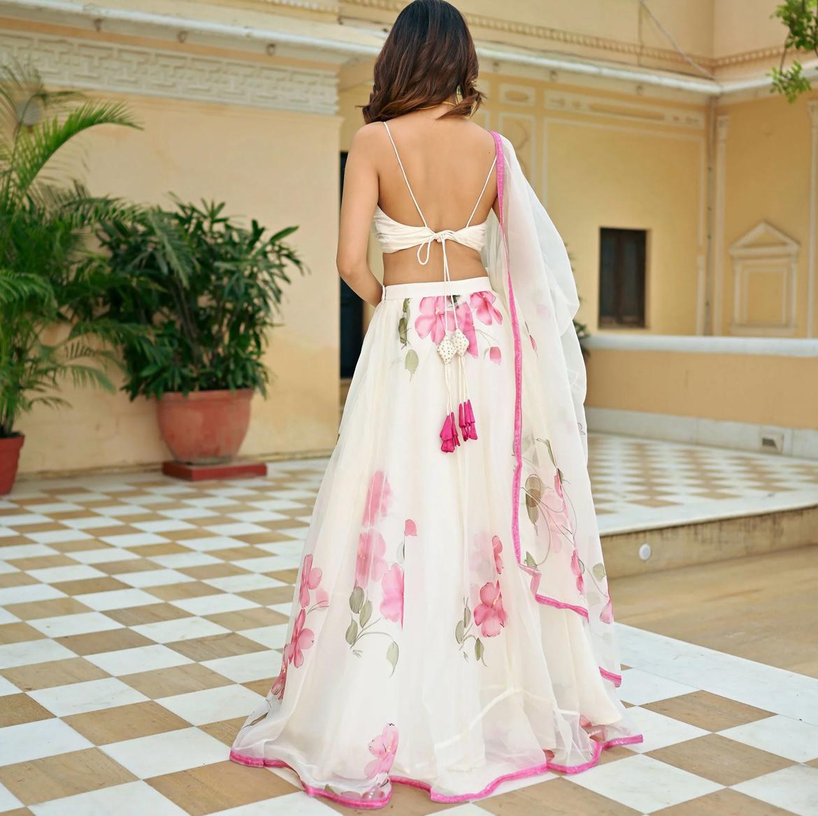 Camellia Charm Handpainted Lehenga Choli