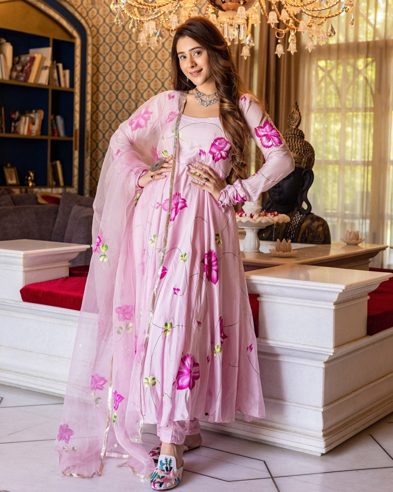 Lunara Myst Printed Anarkali With Dupatta