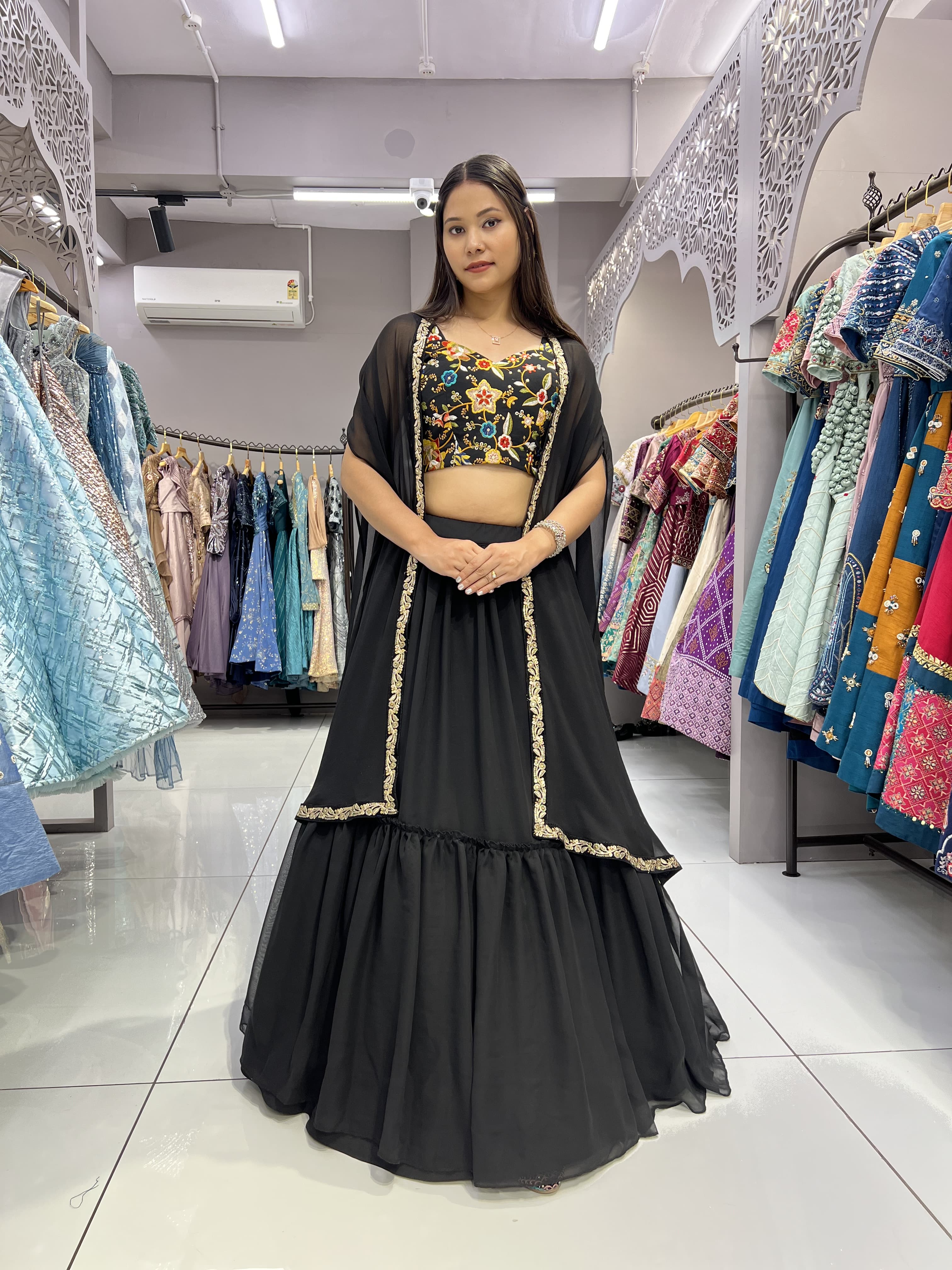 Modern Marvel Black Lehenga With Shrug