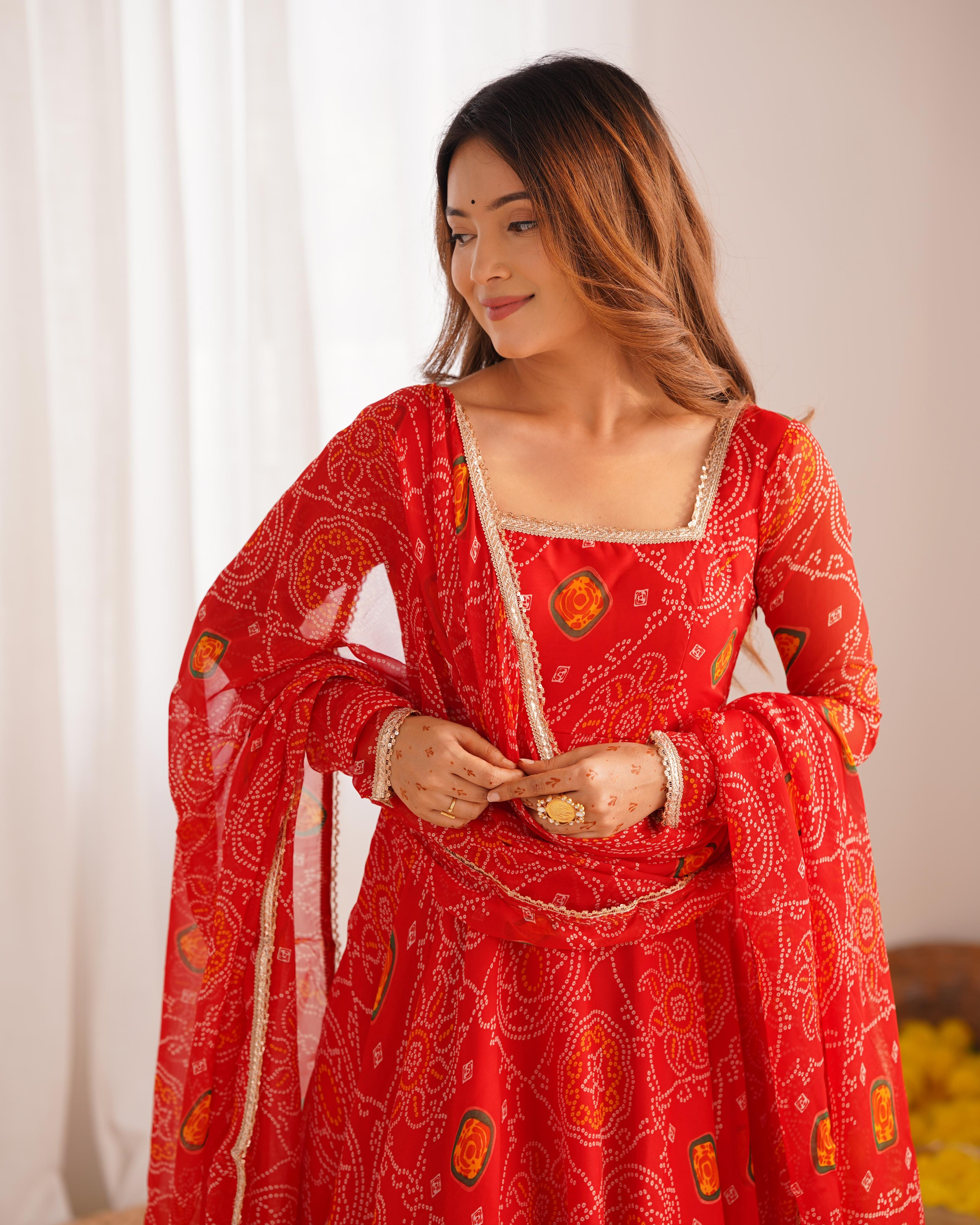 Bandhej Desire  Anarkali Set