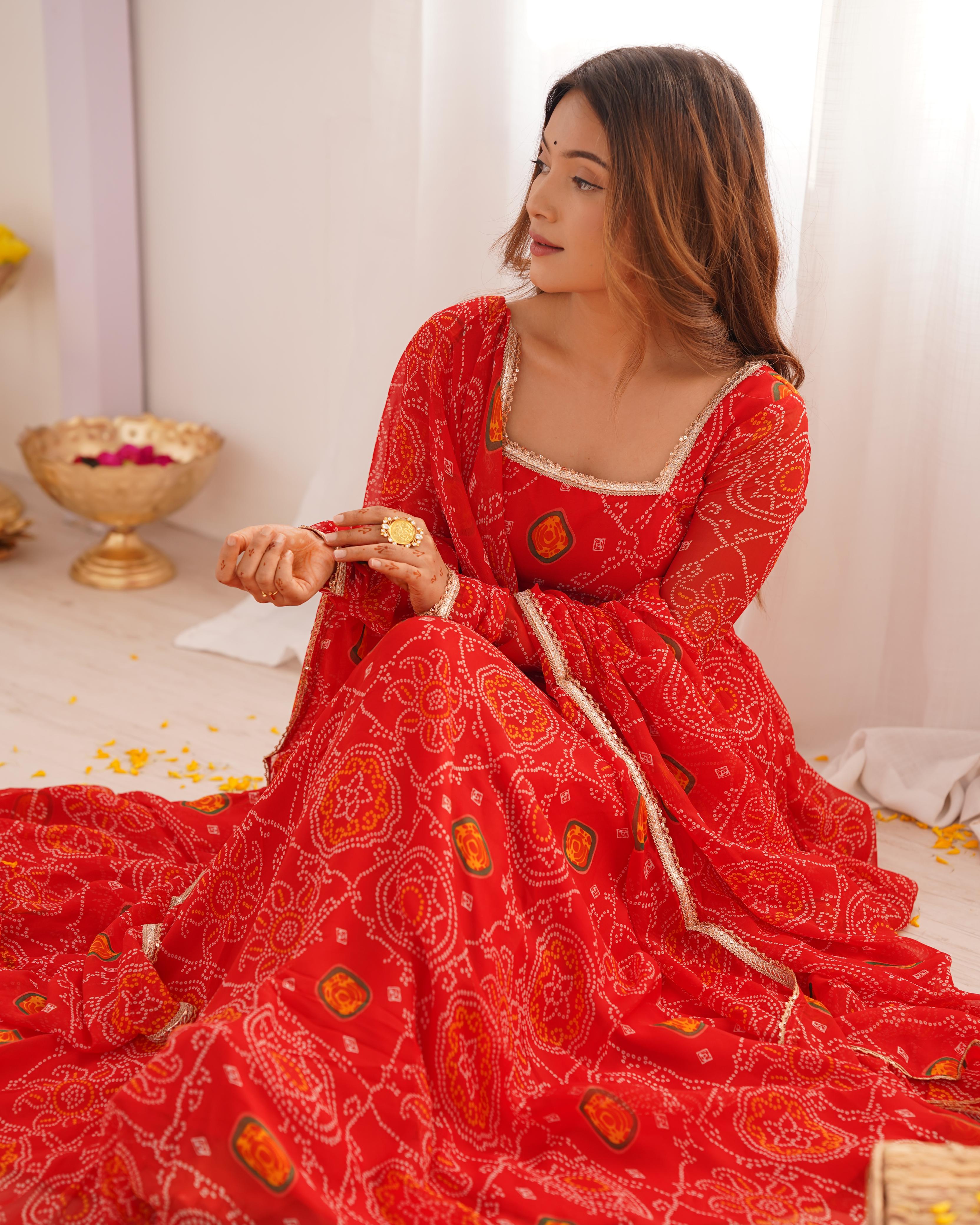 Bandhej Desire  Anarkali Set