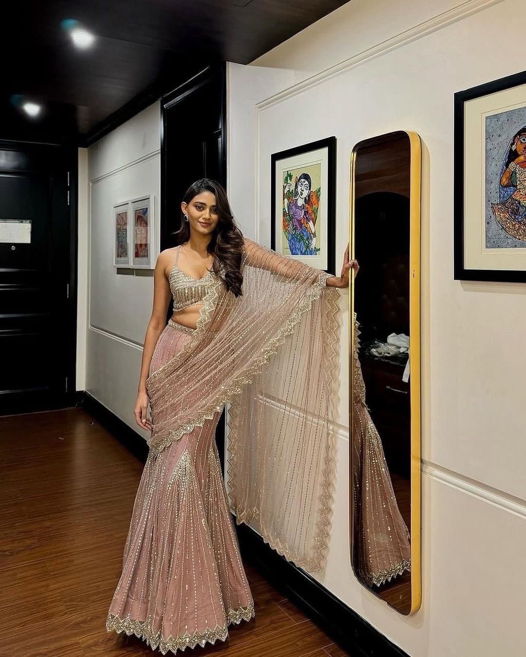 Soft Pink & Silver Dazzling Lehengasaree