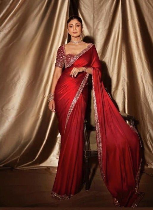 Shilpa Shetty Real Mirror Beauty Saree