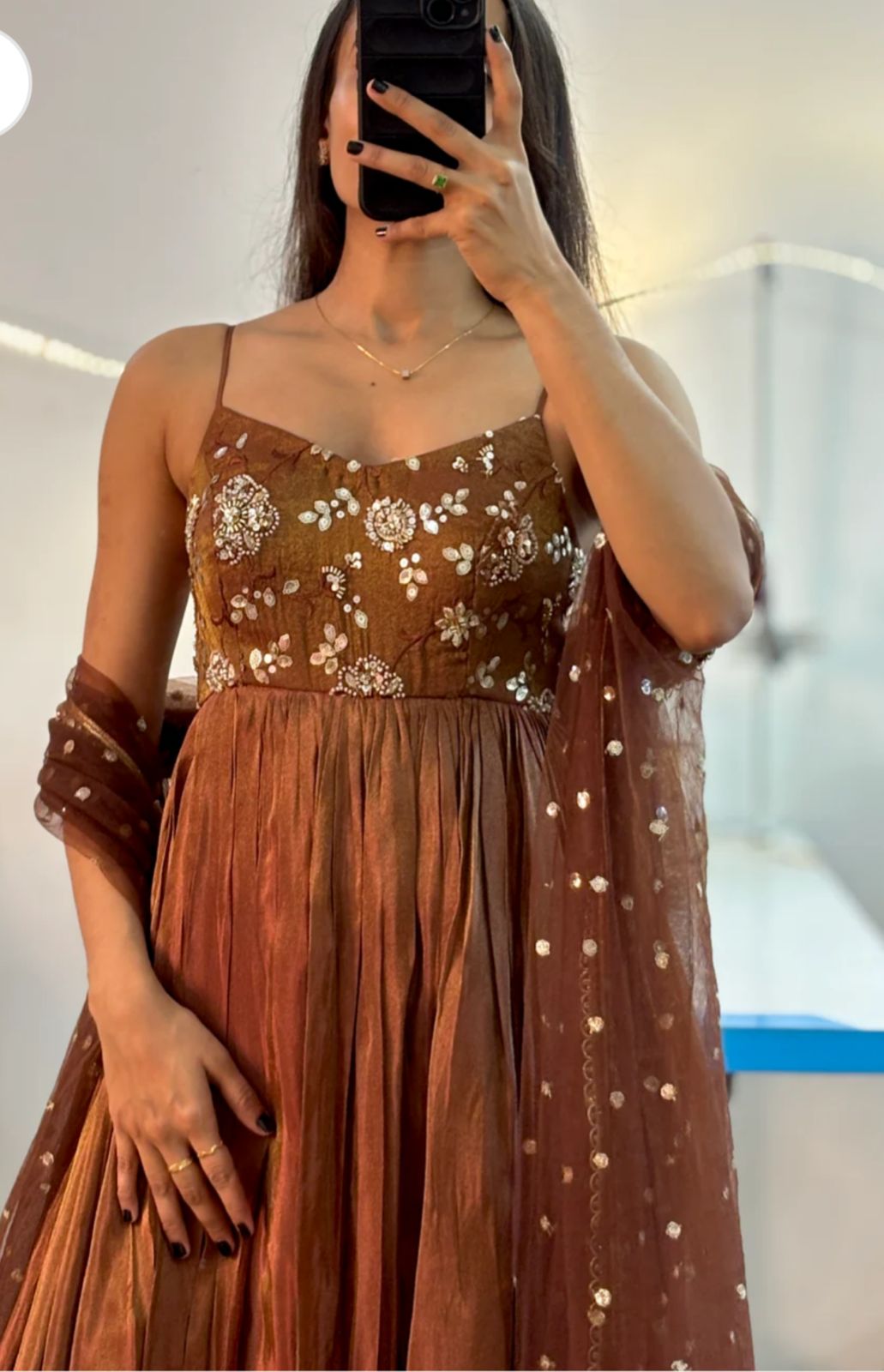 Cinnamon Royale Gown With Dupatta