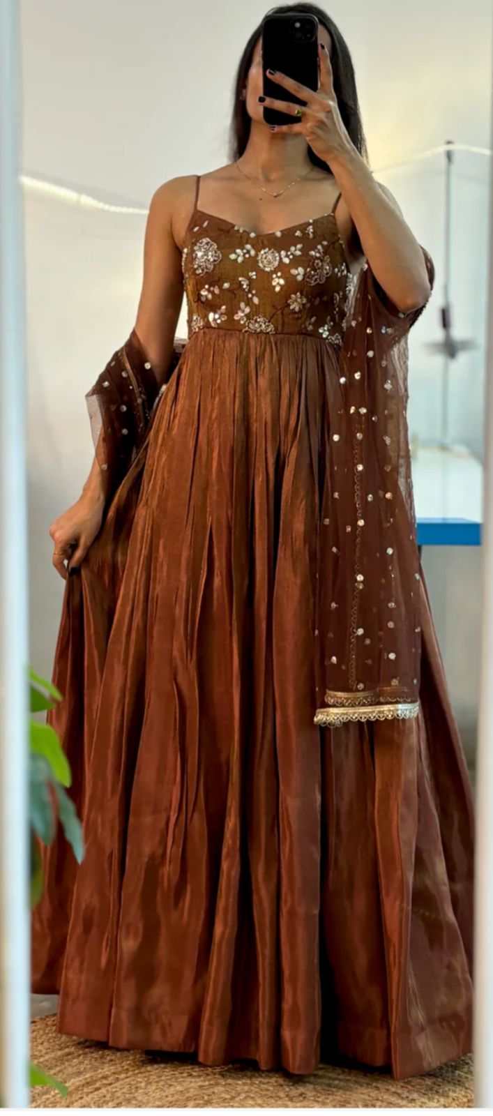 Cinnamon Royale Gown With Dupatta