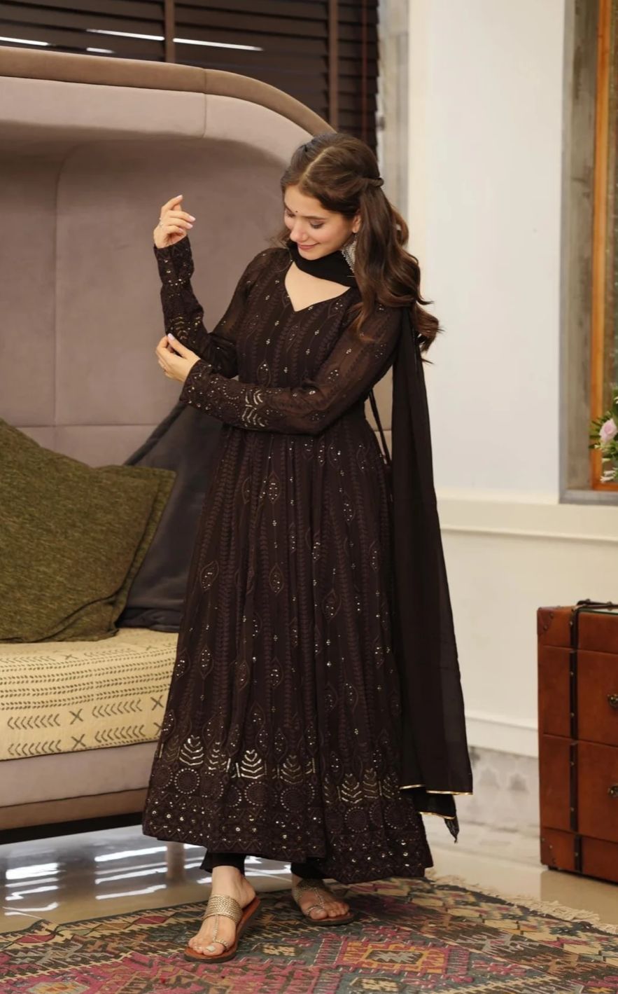 Lush Red Spark Anarkali Set