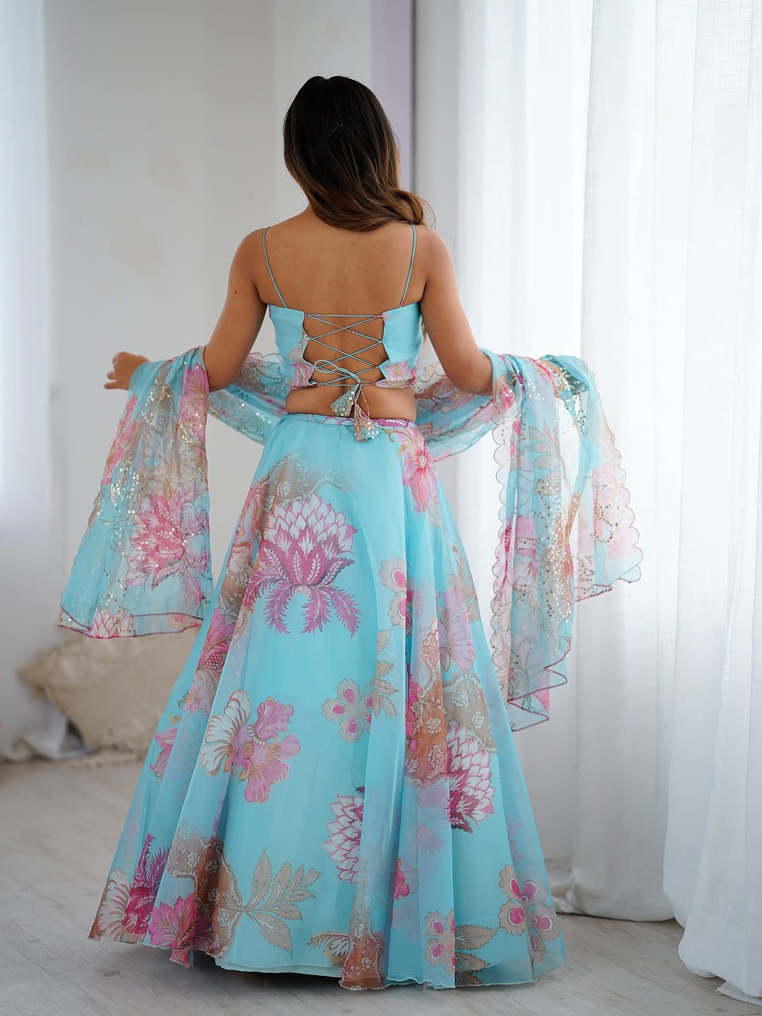 Frosted Bloom Nest With Batwa Bag Lehenga Choli