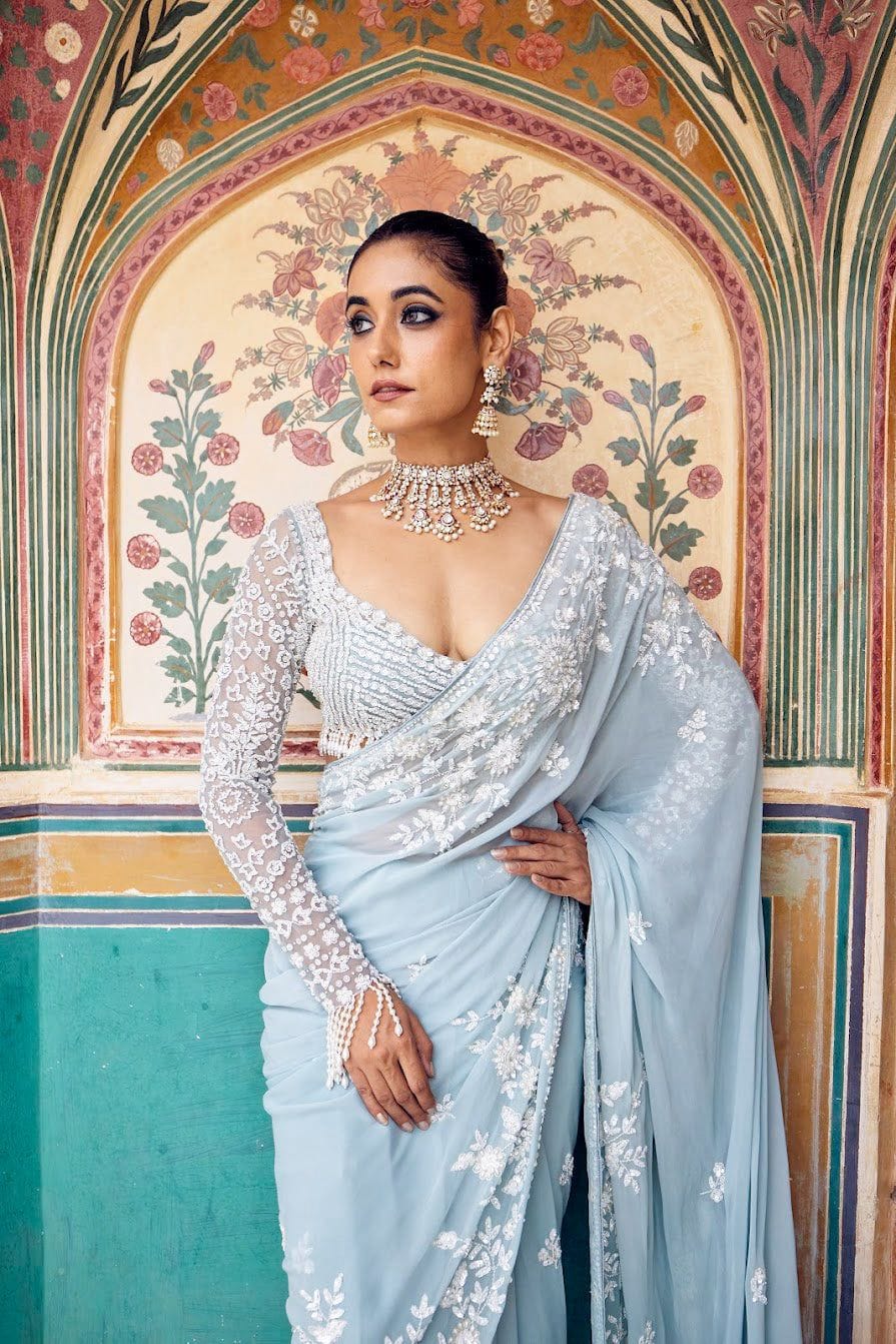 Radiant Blue Wrap Saree