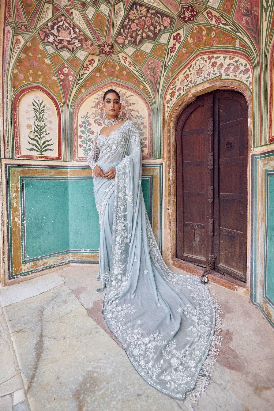 Radiant Blue Wrap Saree