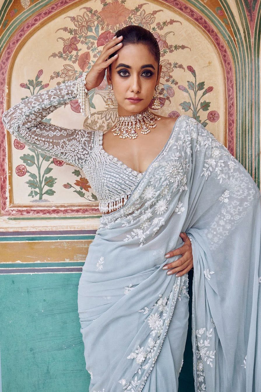 Radiant Blue Wrap Saree