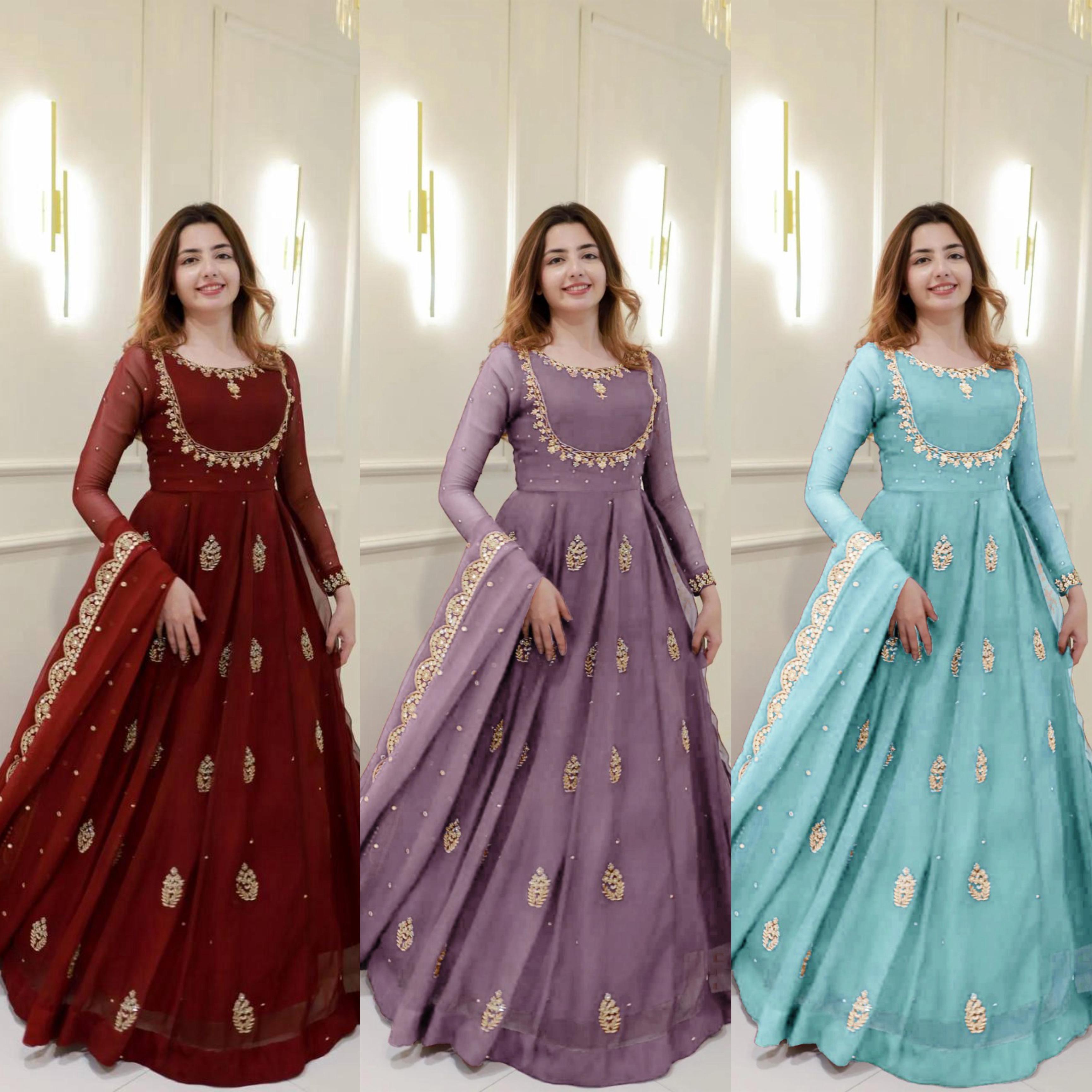 Zia Zephyr Gown With Dupatta