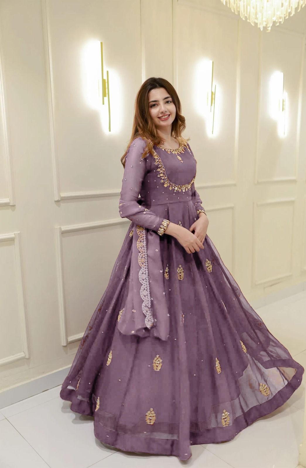 Zia Zephyr Gown With Dupatta
