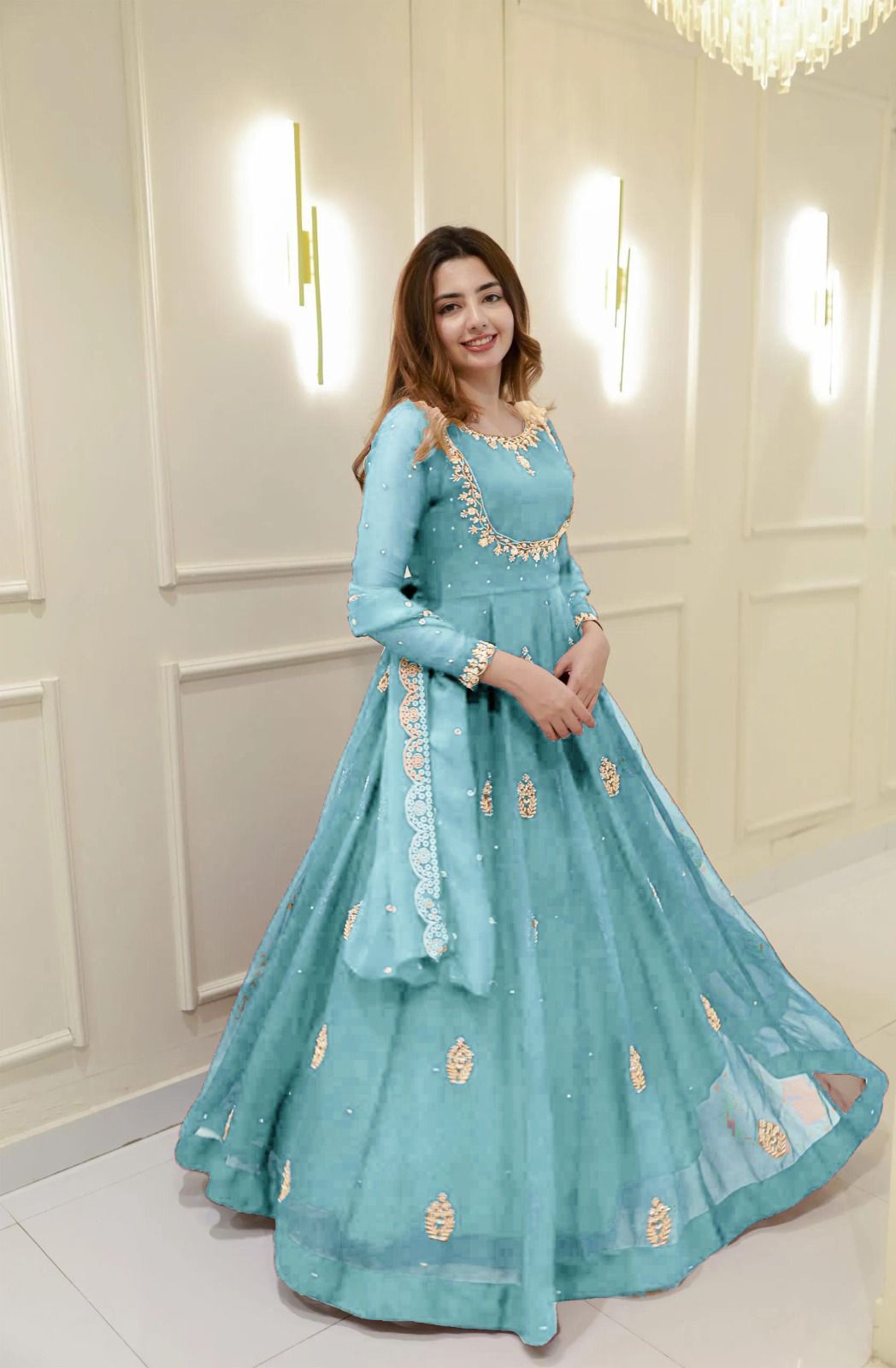 Zia Zephyr Gown With Dupatta