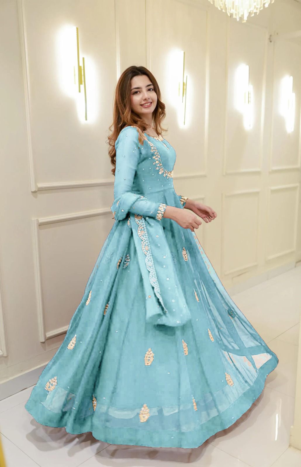 Zia Zephyr Gown With Dupatta