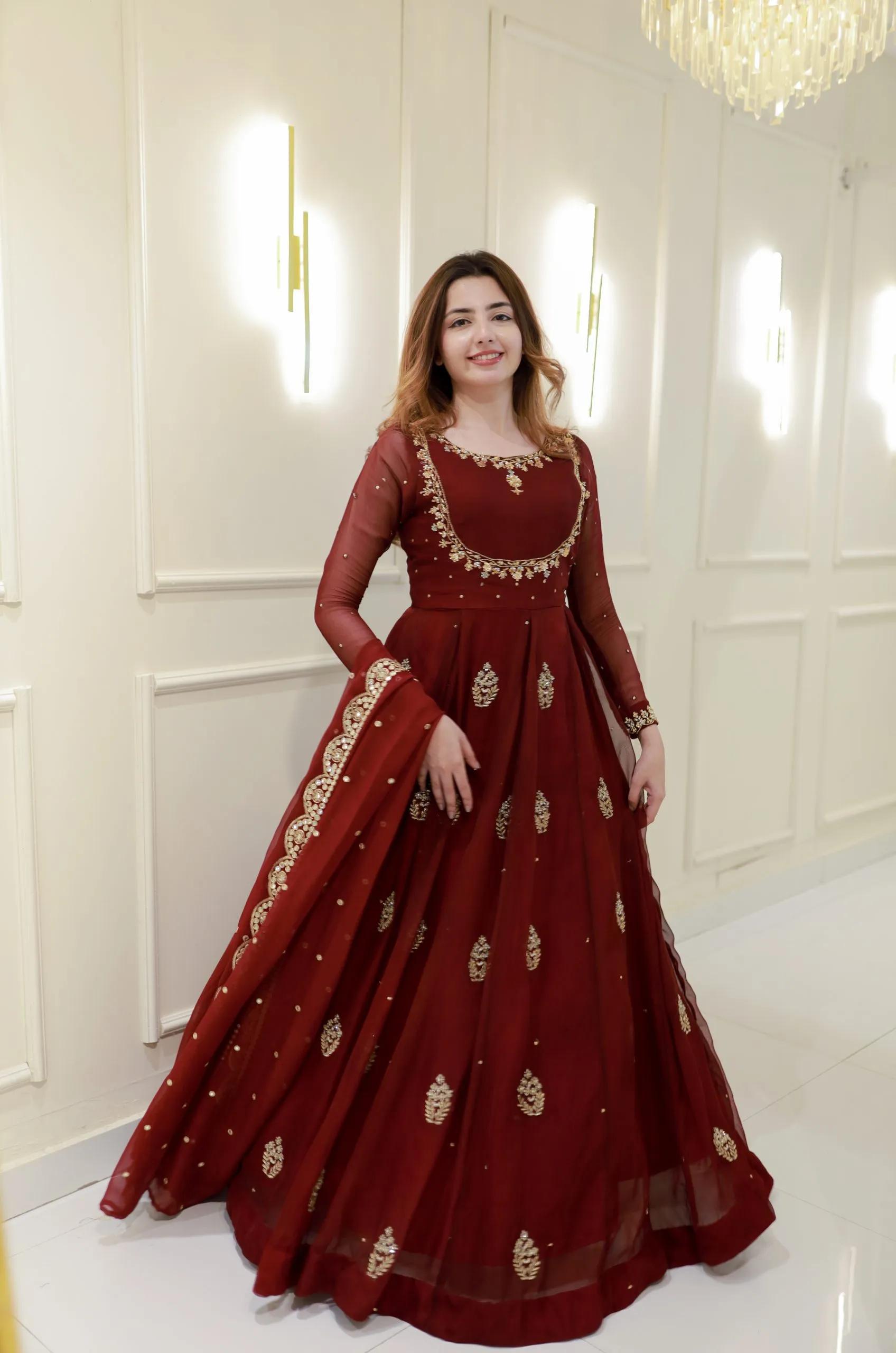 Zia Zephyr Gown With Dupatta