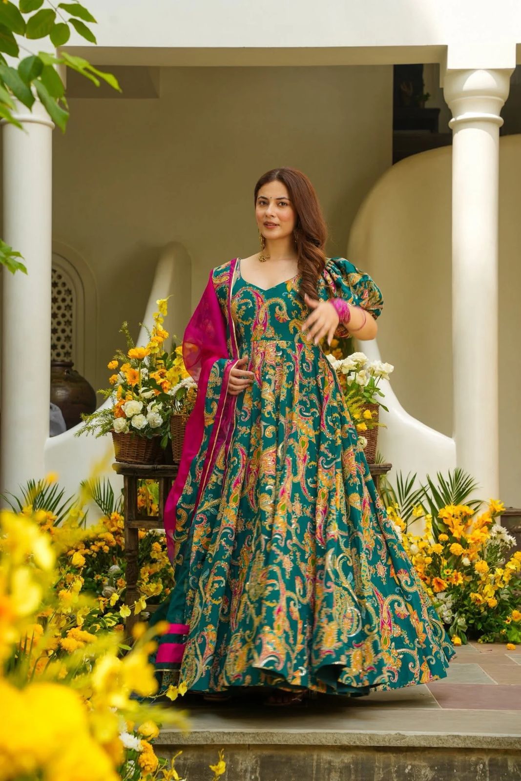 Blossom Belle Gown With Dupatta