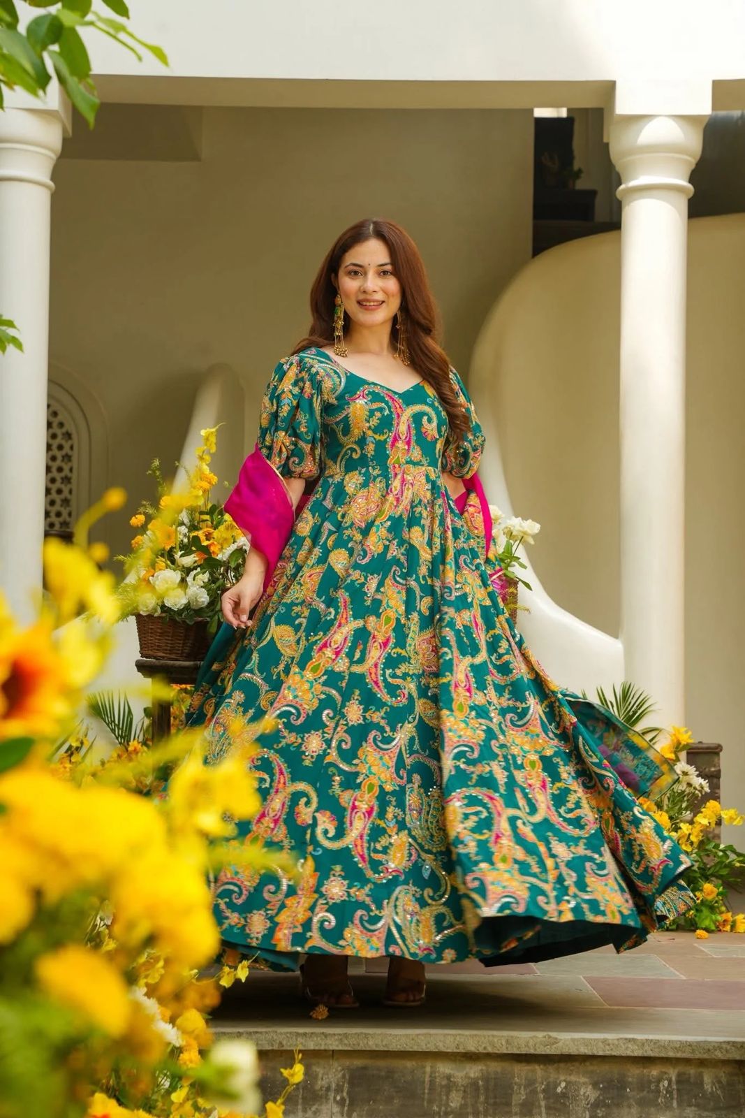 Blossom Belle Gown With Dupatta