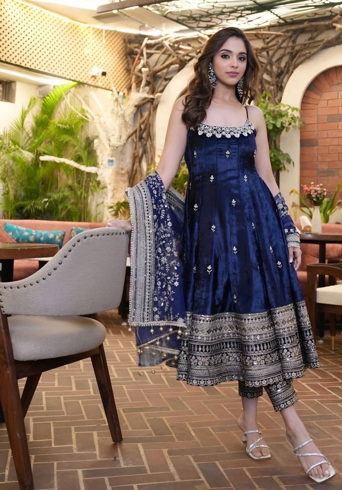 Alveera Premium Navy Blue Anarkali Suit Set