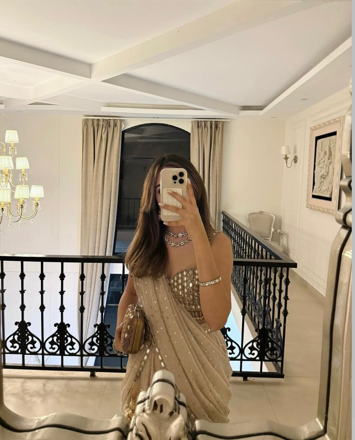 Desi Girl Mirror Work Saree